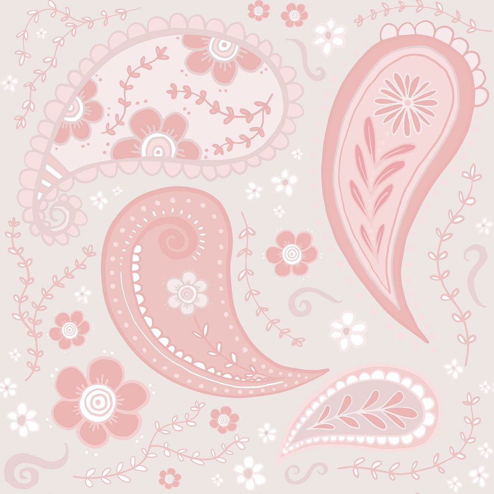 Aesthetic paisley background, pink feminine mandala pattern psd