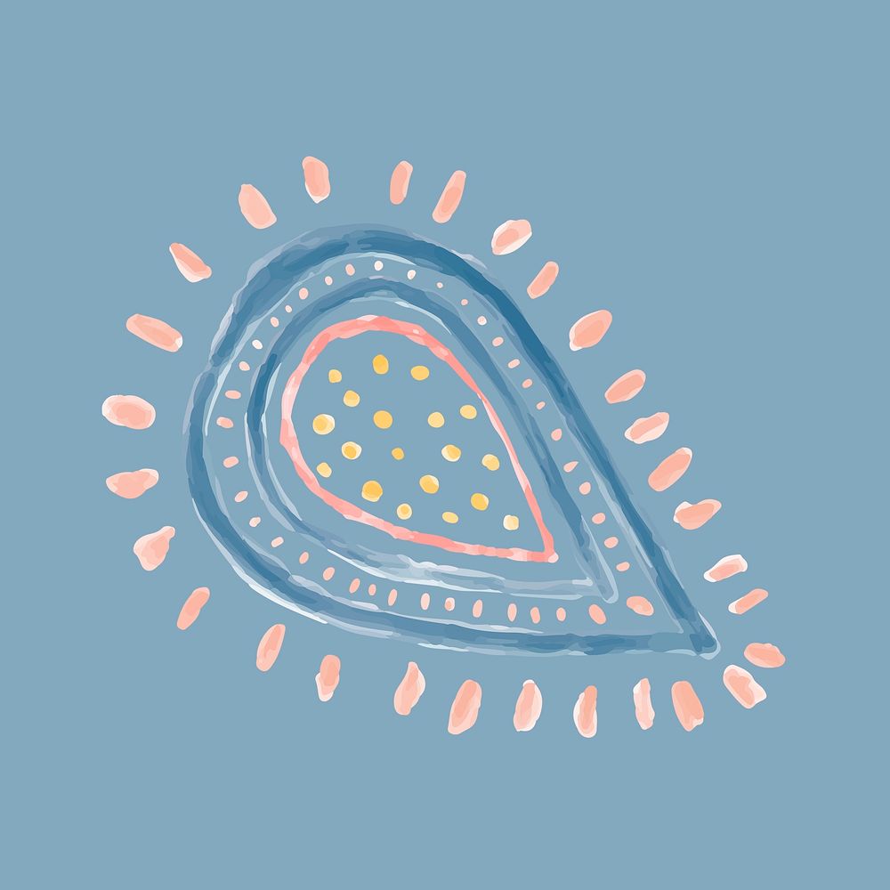 Cute paisley doodle sticker, mandala illustration in blue psd