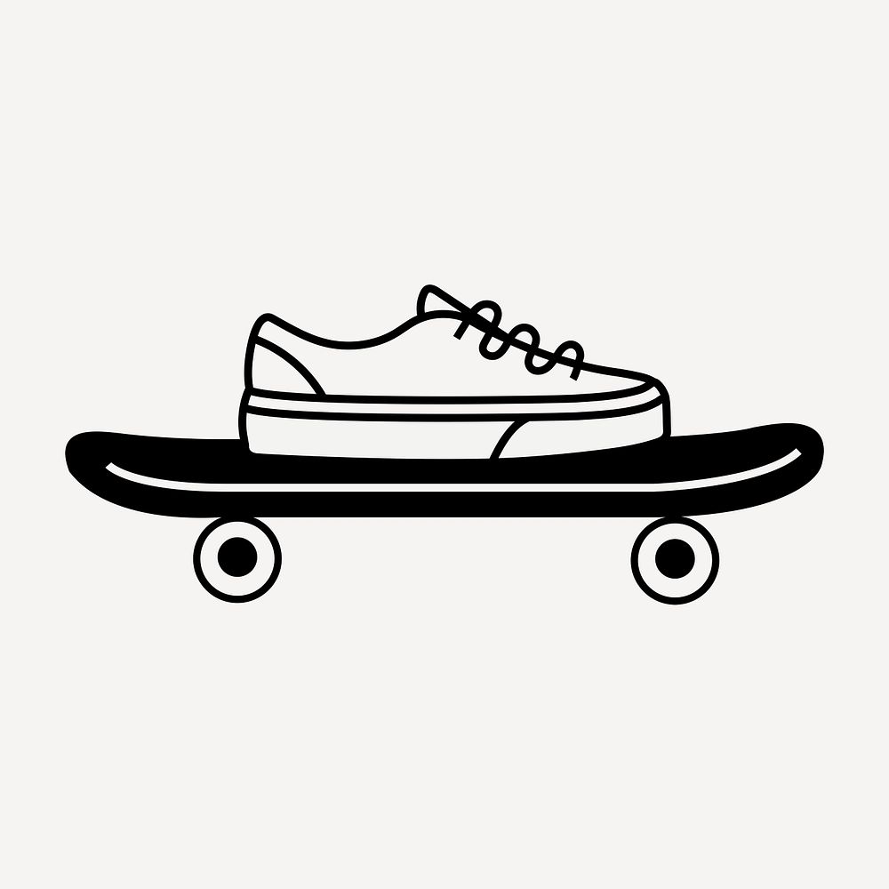 Skateboard sticker psd, fashion branding, black and white design