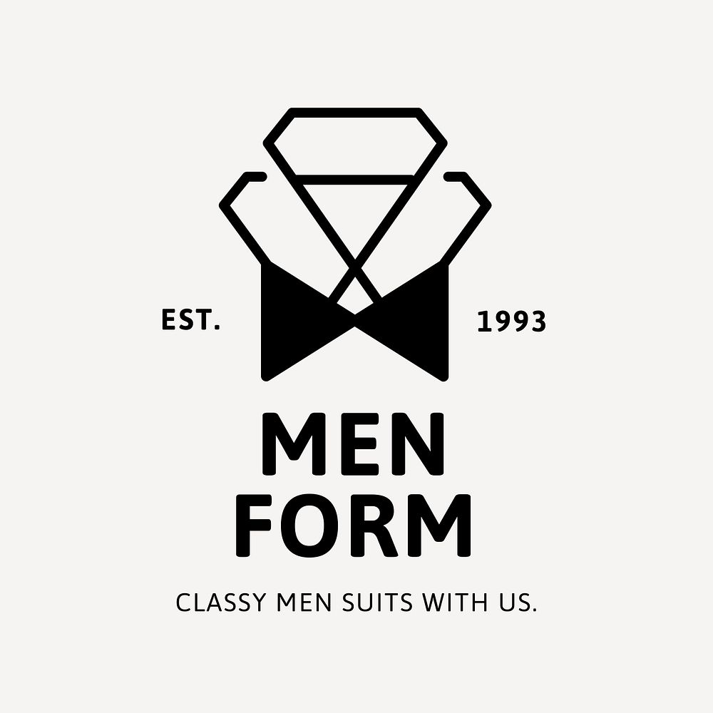 Men's apparel logo template, business shop branding design, black and white psd