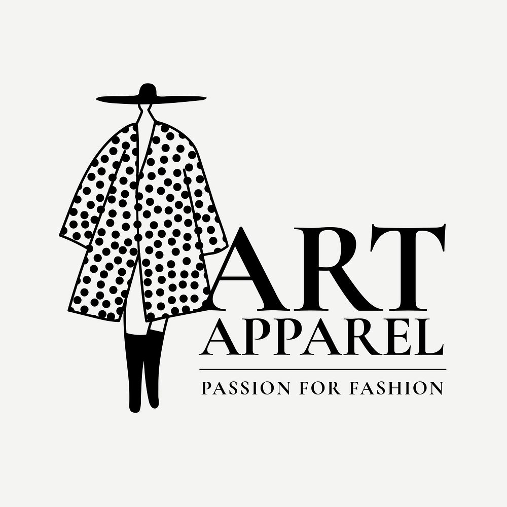 Aesthetic fashion logo template, feminine business branding design black and white vector