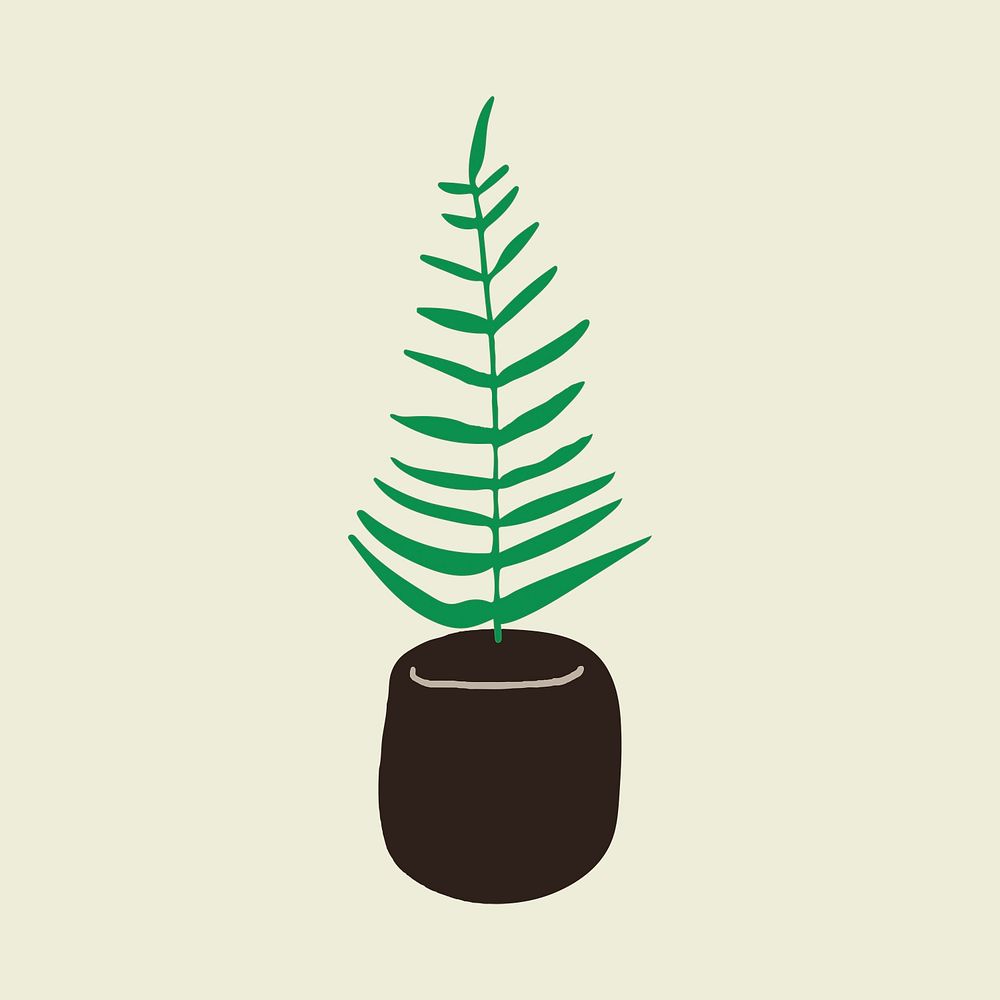 Houseplant sticker, botanical doodle psd
