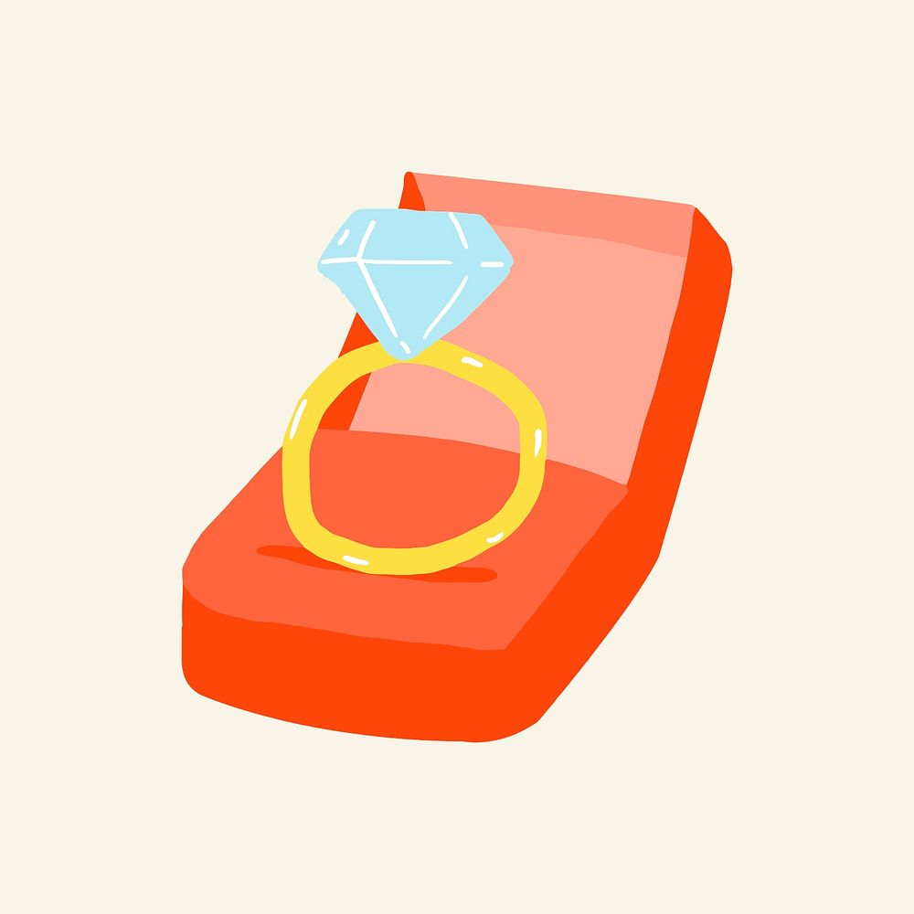 Diamond ring sticker, Valentine&rsquo;s doodle psd