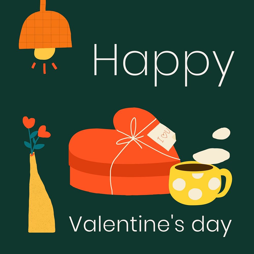 Happy Valentine&rsquo;s day template, romantic post for Instagram vector