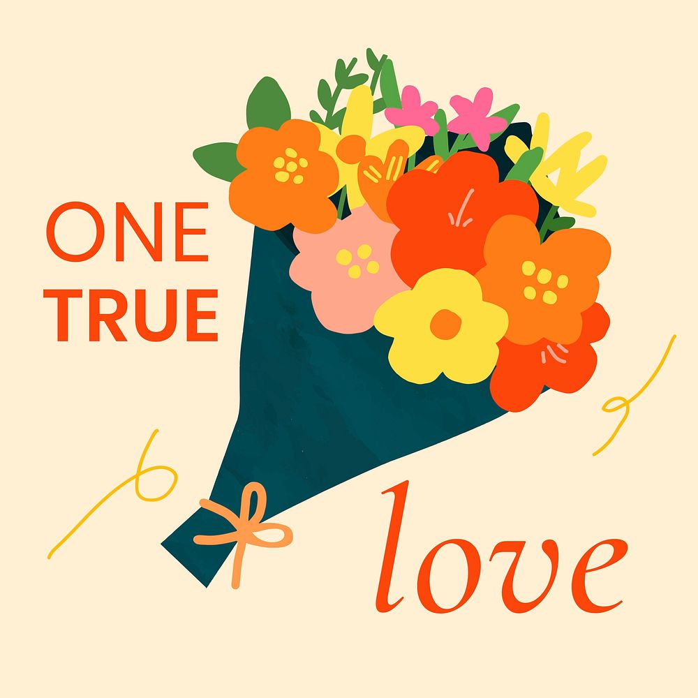 One true love template, Valentine’s celebration post for Instagram vector