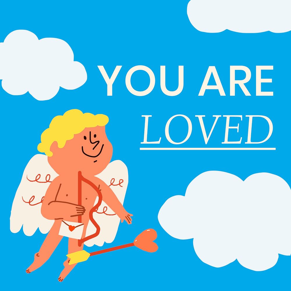 You are loved template, Valentine&rsquo;s celebration post for Instagram vector