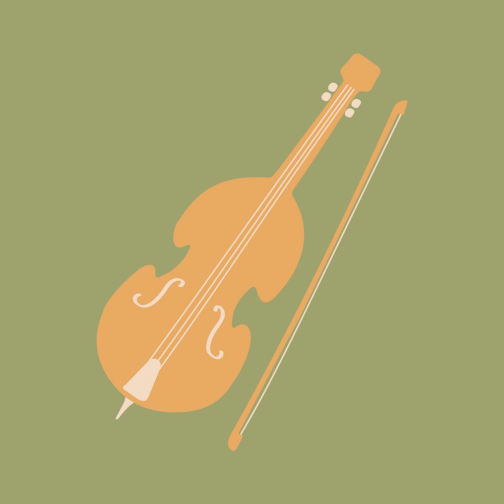 Double bass clipart, orchestral music instrument in retro design