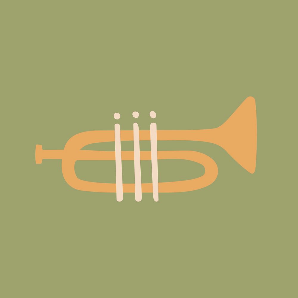 Trumpet clipart, musical instrument in beige 