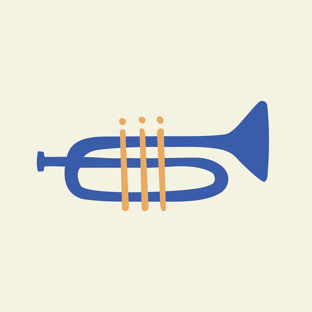 Trumpet clipart, musical instrument in blue 