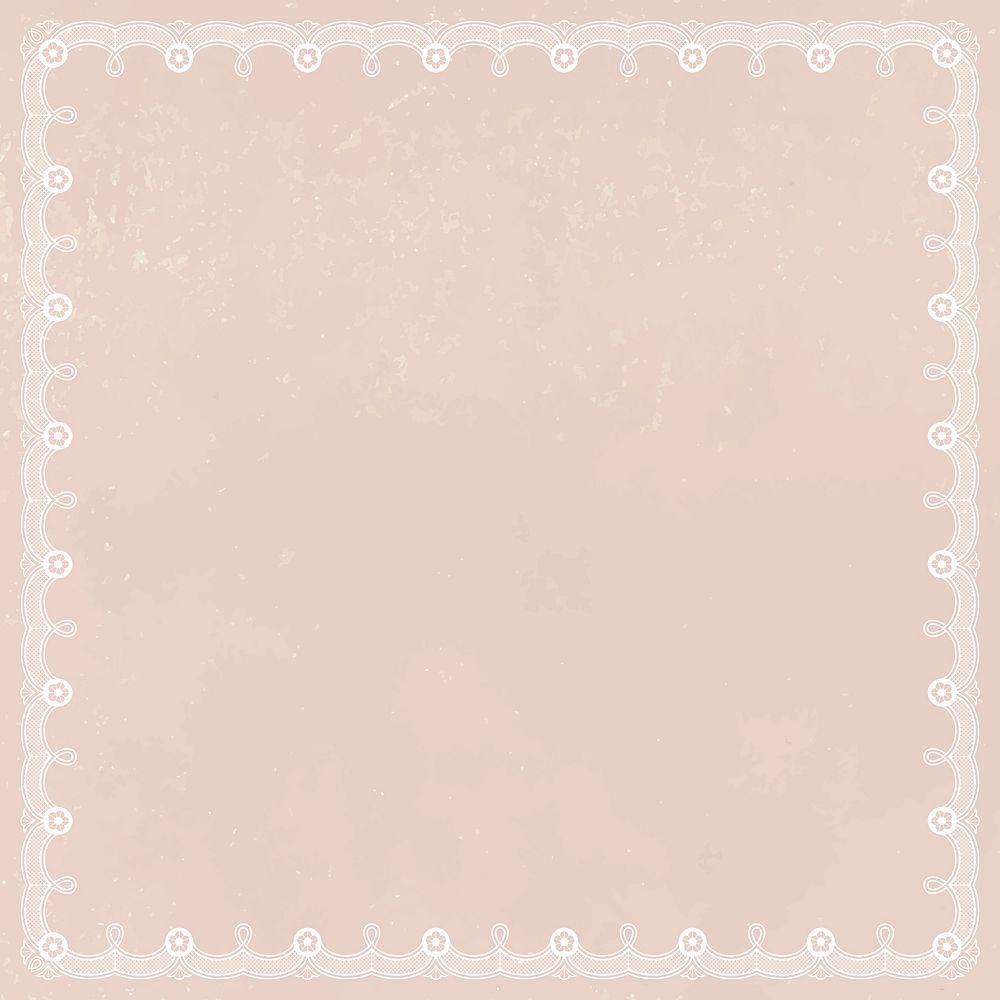 Lace frame background, cream floral fabric design vector
