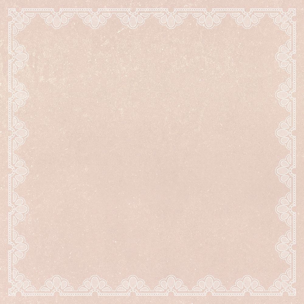 Lace frame background, cream floral fabric design psd
