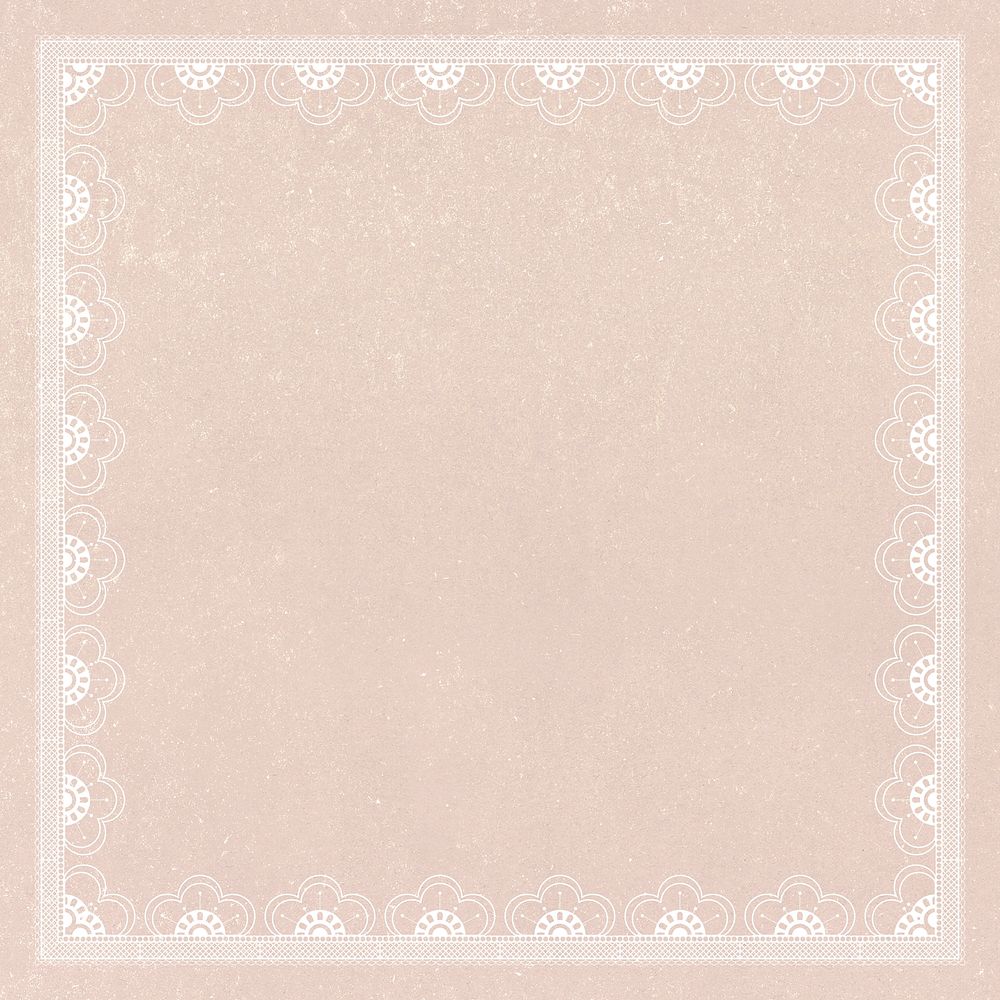 Beige frame background, classic lace floral design psd