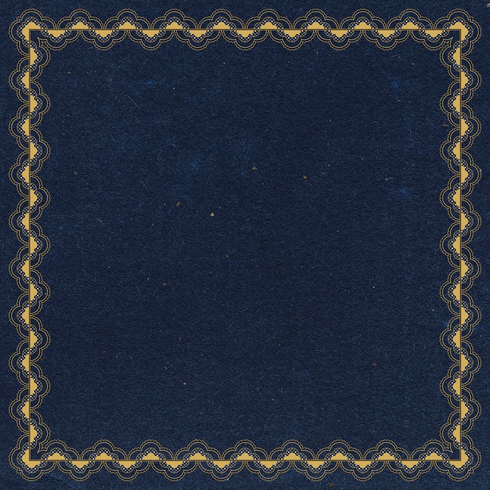 Blue frame background, classic floral lace design psd