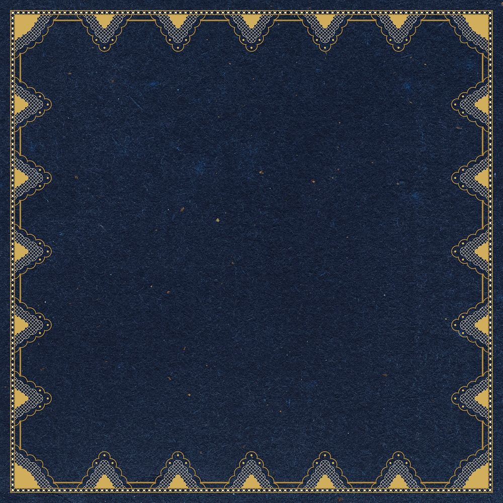 Lace crochet frame background, navy blue elegant design