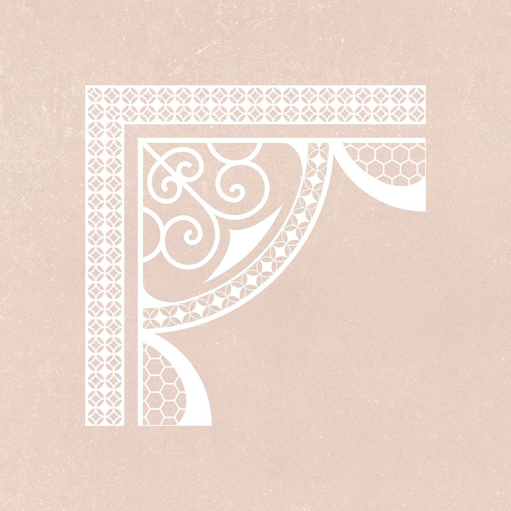 Classic lace corner border, white elegant fabric design psd