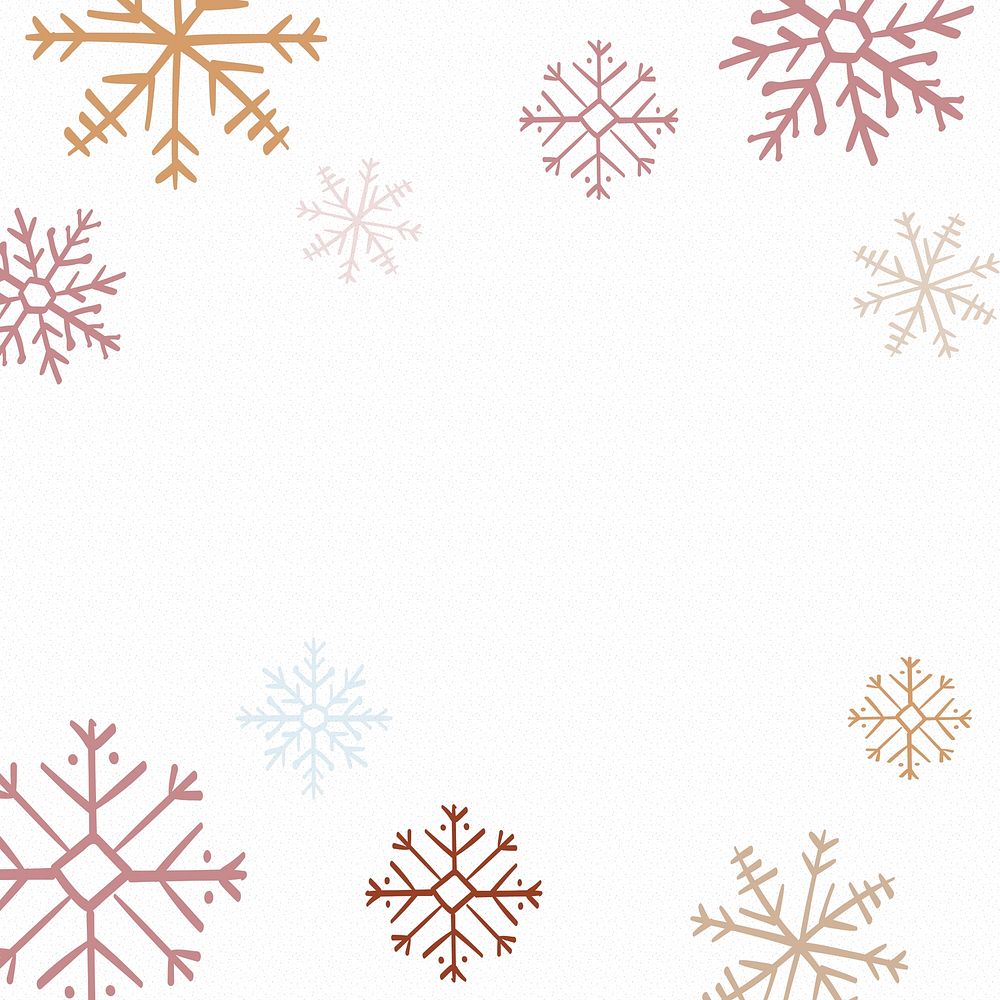 Winter snowflake background, Christmas aesthetic doodle in white psd