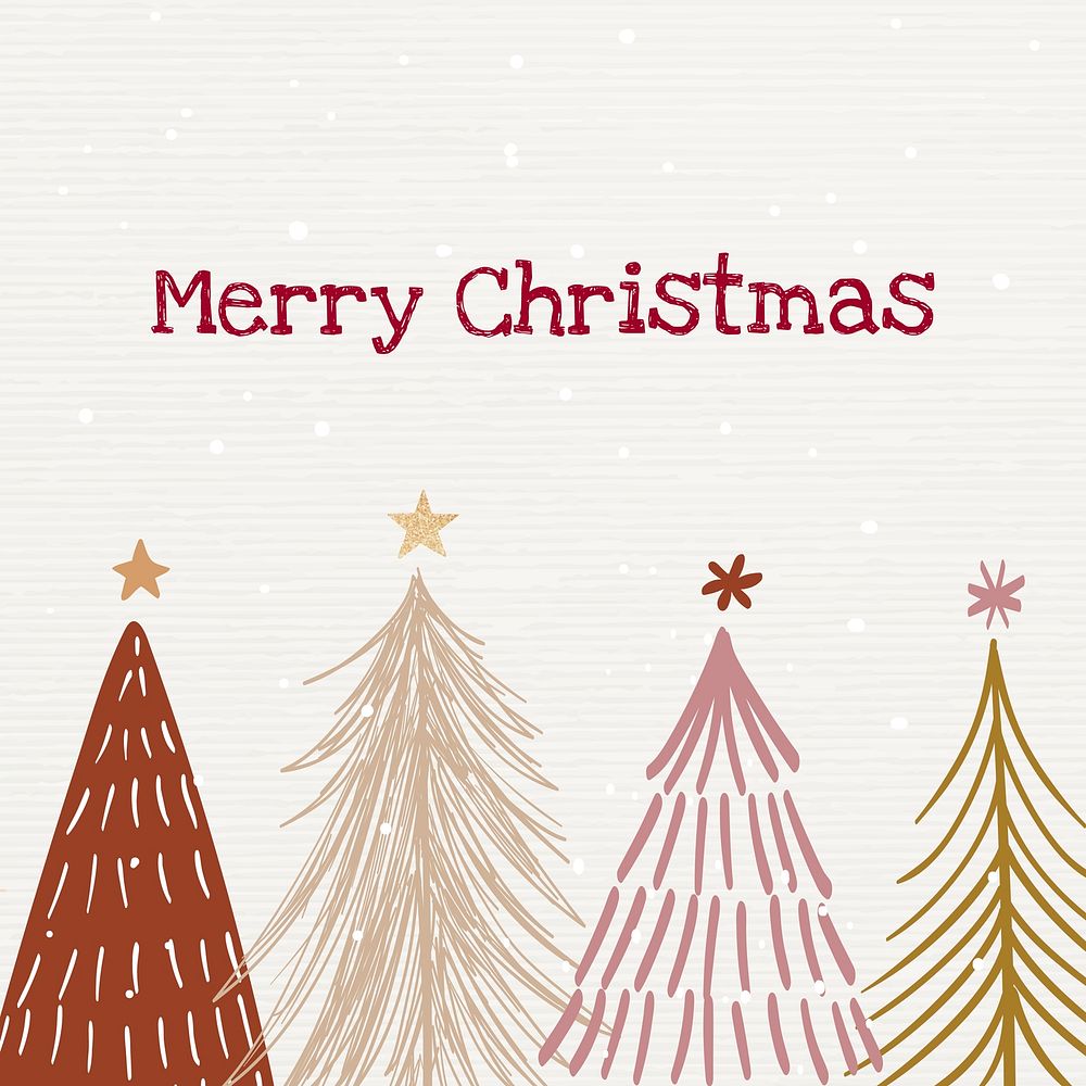 Merry Christmas Instagram post template, cute festive greeting message vector