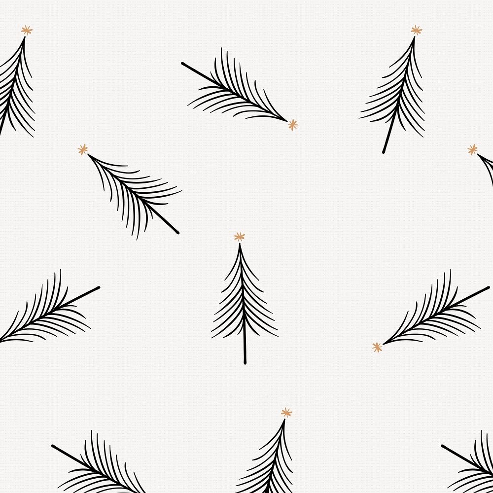 Simple Christmas background, black trees pattern, cute doodle design psd