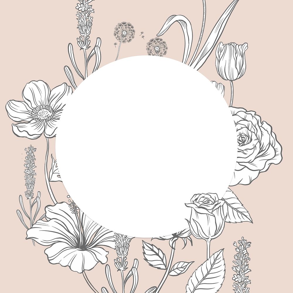 Aesthetic flower frame background, vintage botanical in beige psd