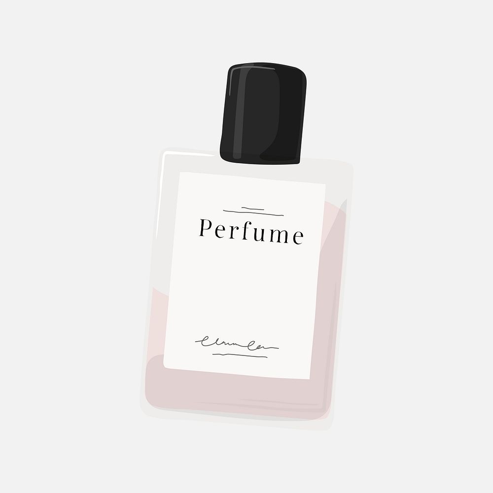 Perfume bottle sticker, beauty product in feminine design psd