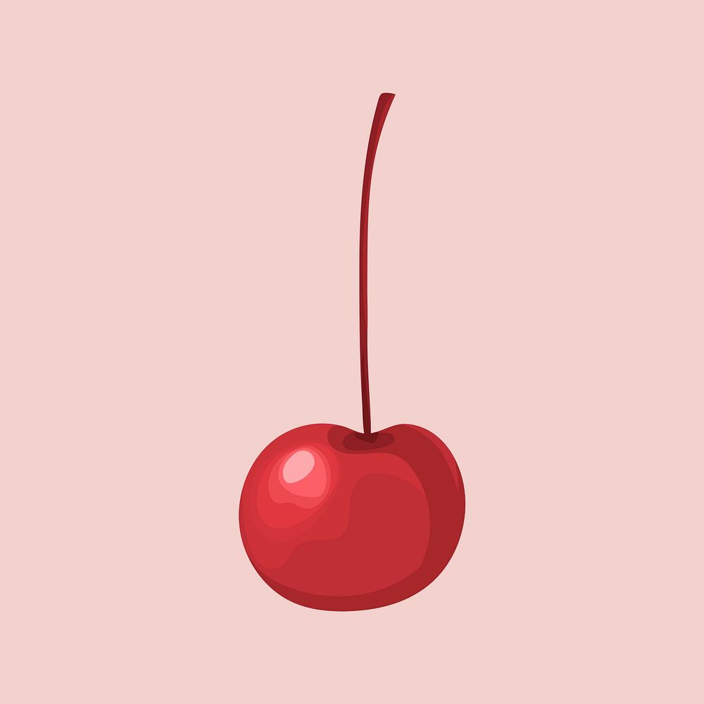 Cute cherry fruit sticker, feminine illustration psd