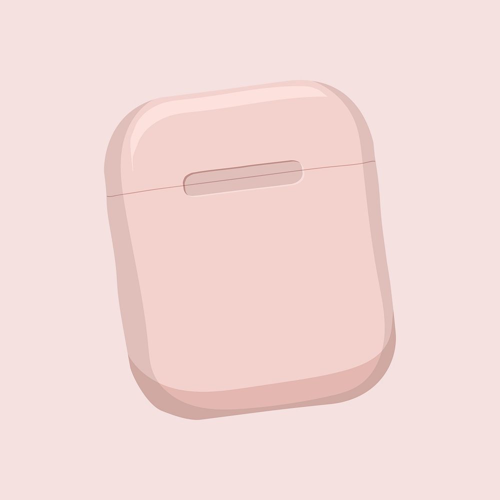 Airpods earphones sticker, pink wireless digital device illustration psd
