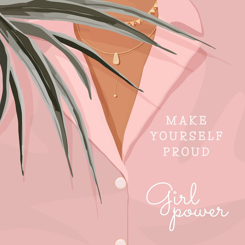 Pink Instagram post template, motivational quote for influencer vector