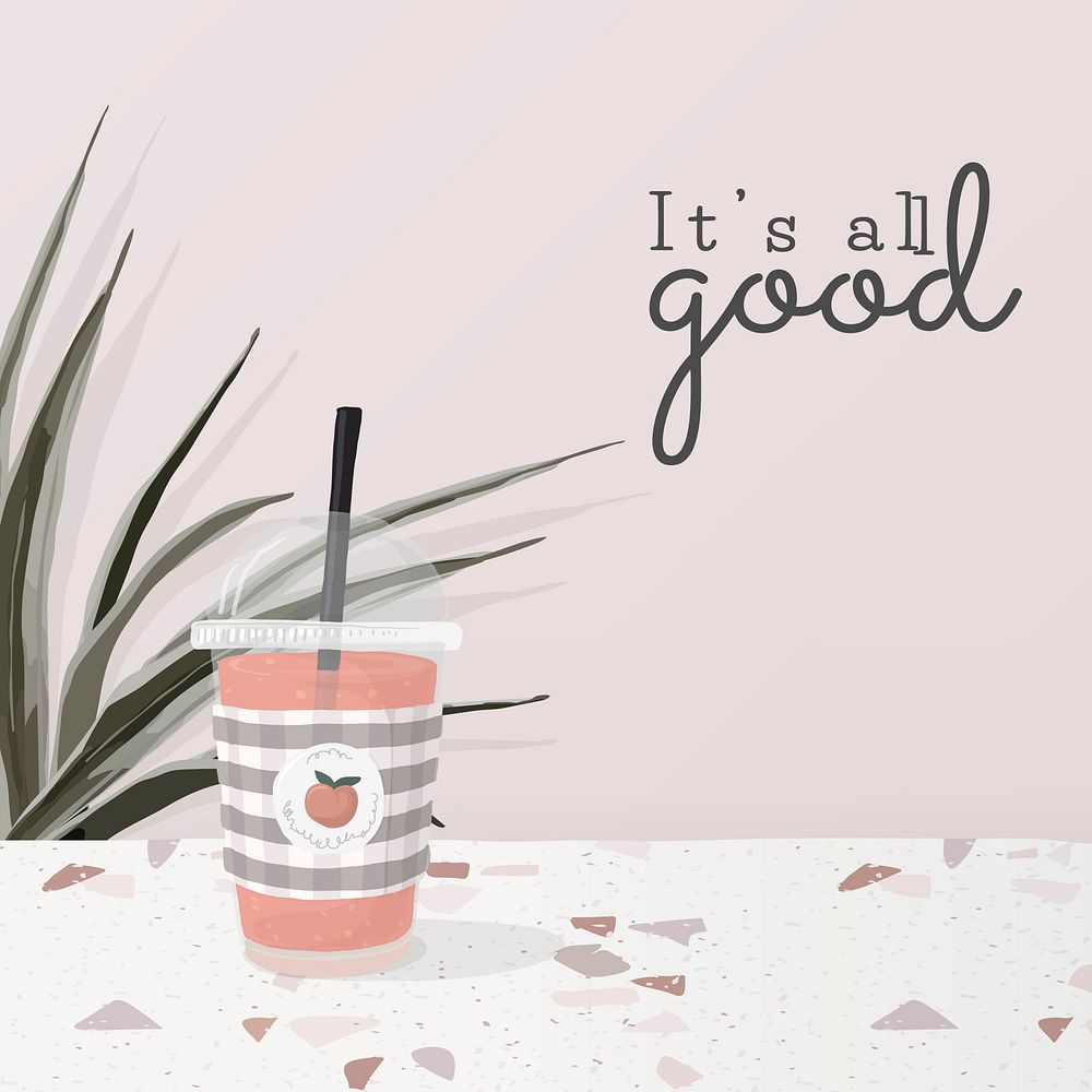 Lifestyle Instagram post template, feminine illustration with quote vector