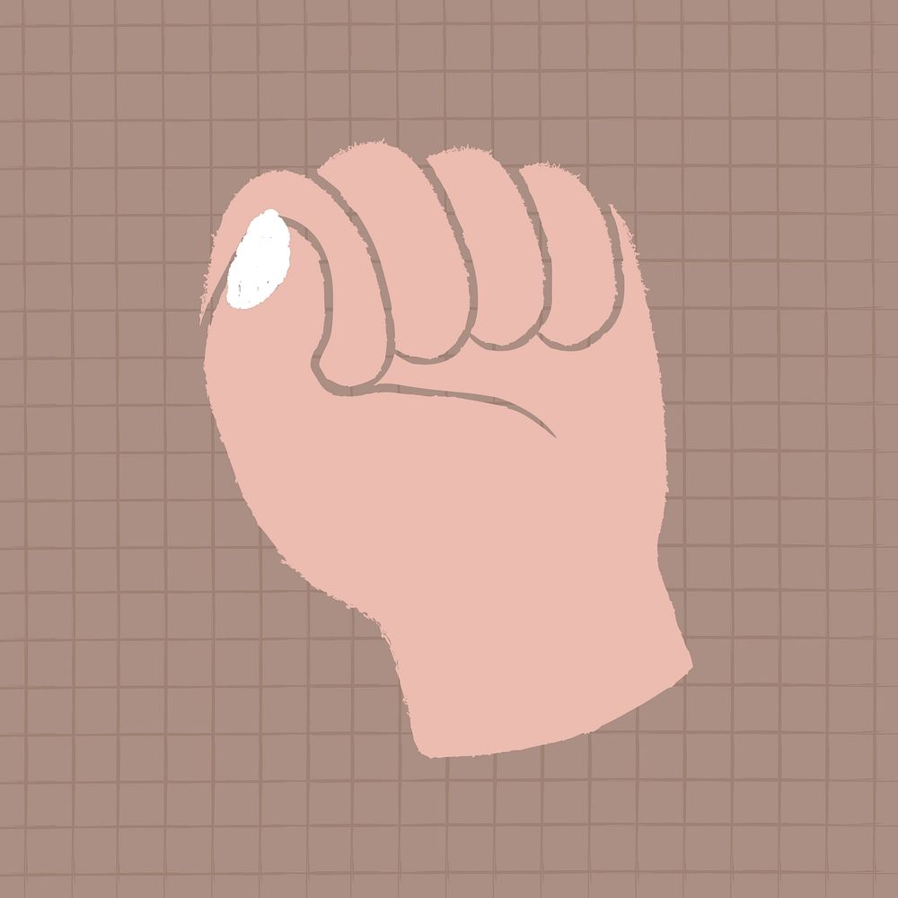 Fist hand doodle clipart, empowerment gesture, collage element in light skin tone