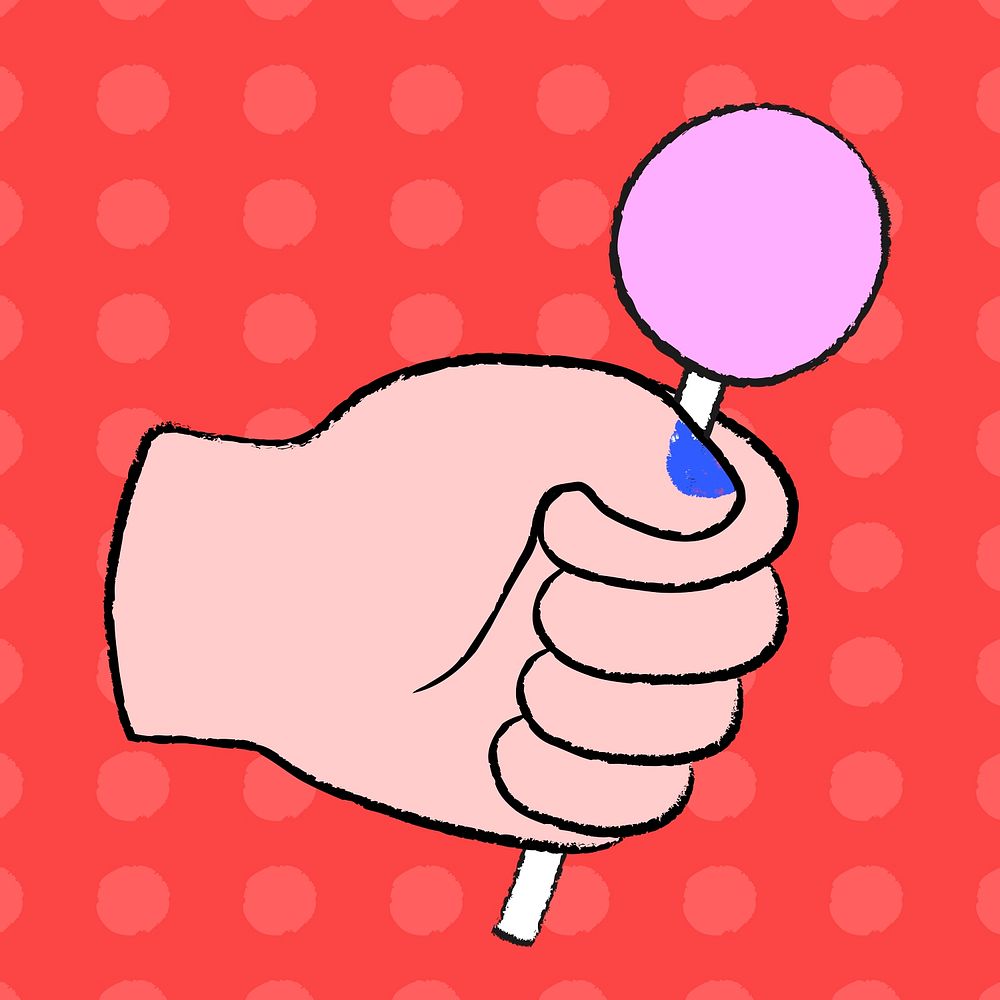 Lollipop hand clipart, colorful doodle psd