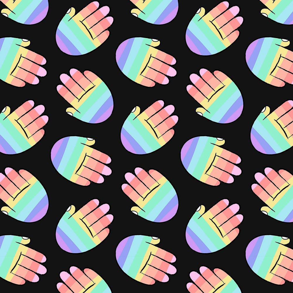 LGBTQ+ rainbow background, hand doodle pattern vector