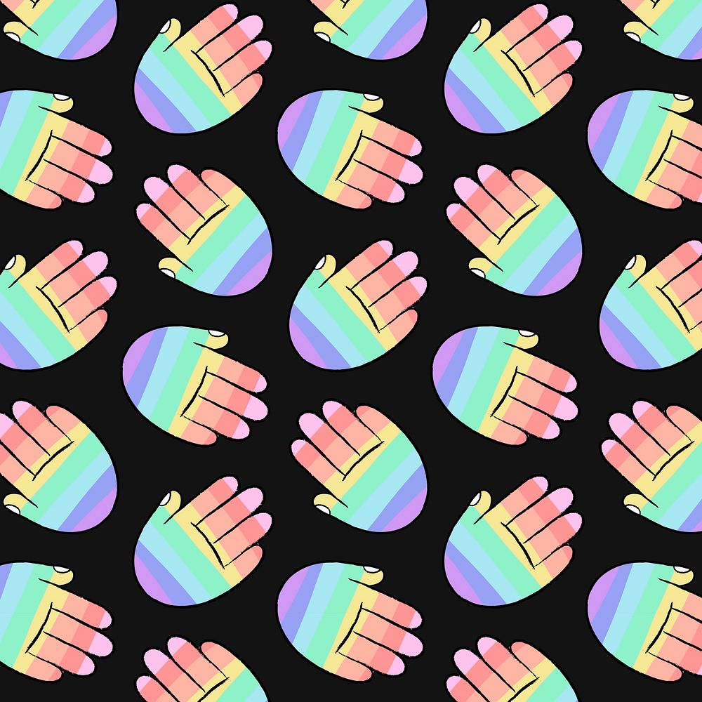 LGBTQ+ rainbow background, hand doodle pattern psd