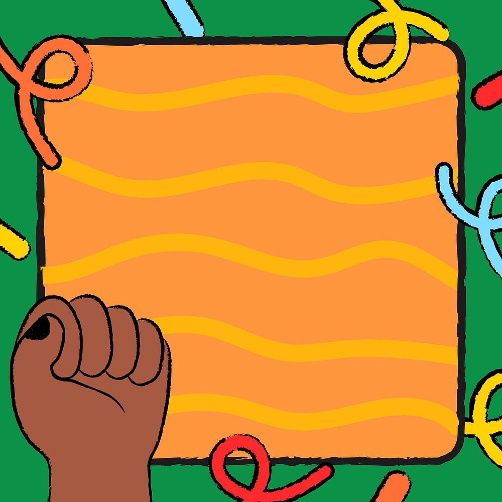 Colorful doodle frame background, black lives matter campaign psd
