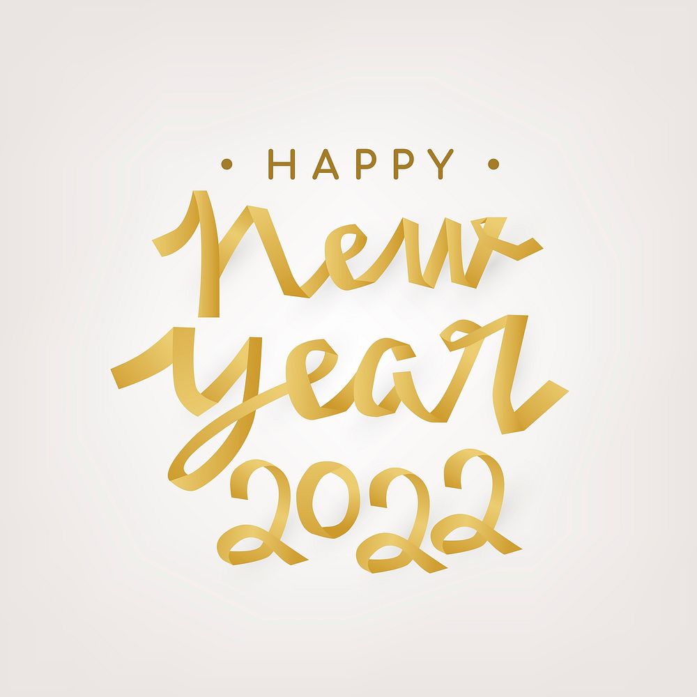 Happy New Year 2022 gold typography, Instagram post