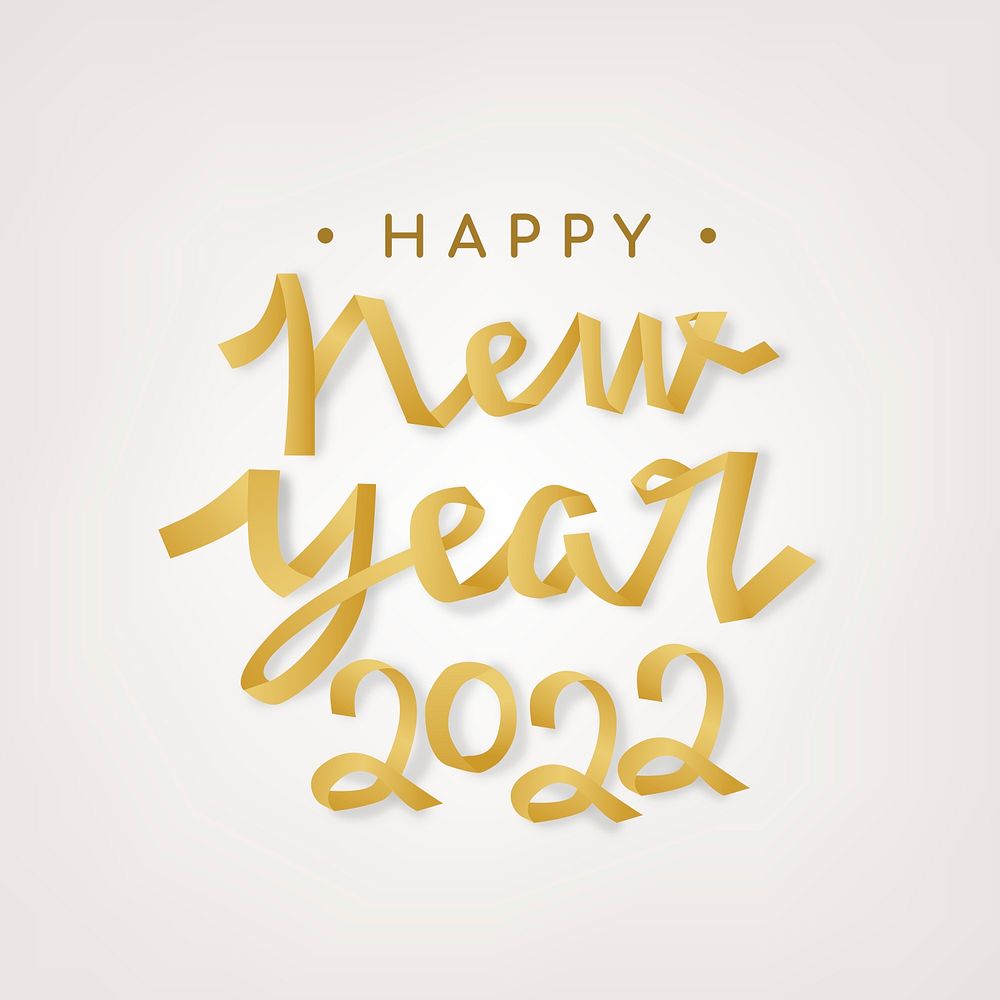 New Year 2022 typography sticker psd, festive greeting