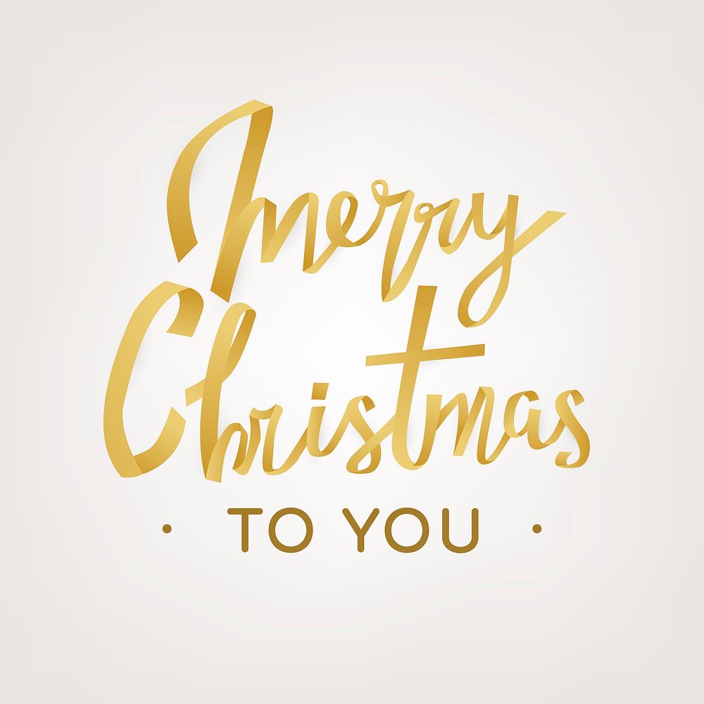 Merry Christmas gold typography, Instagram post