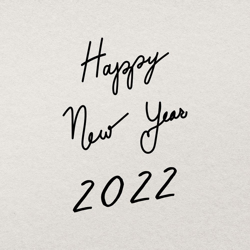 Happy New Year 2023 typography psd sticker, minimal ink hand drawn greeting