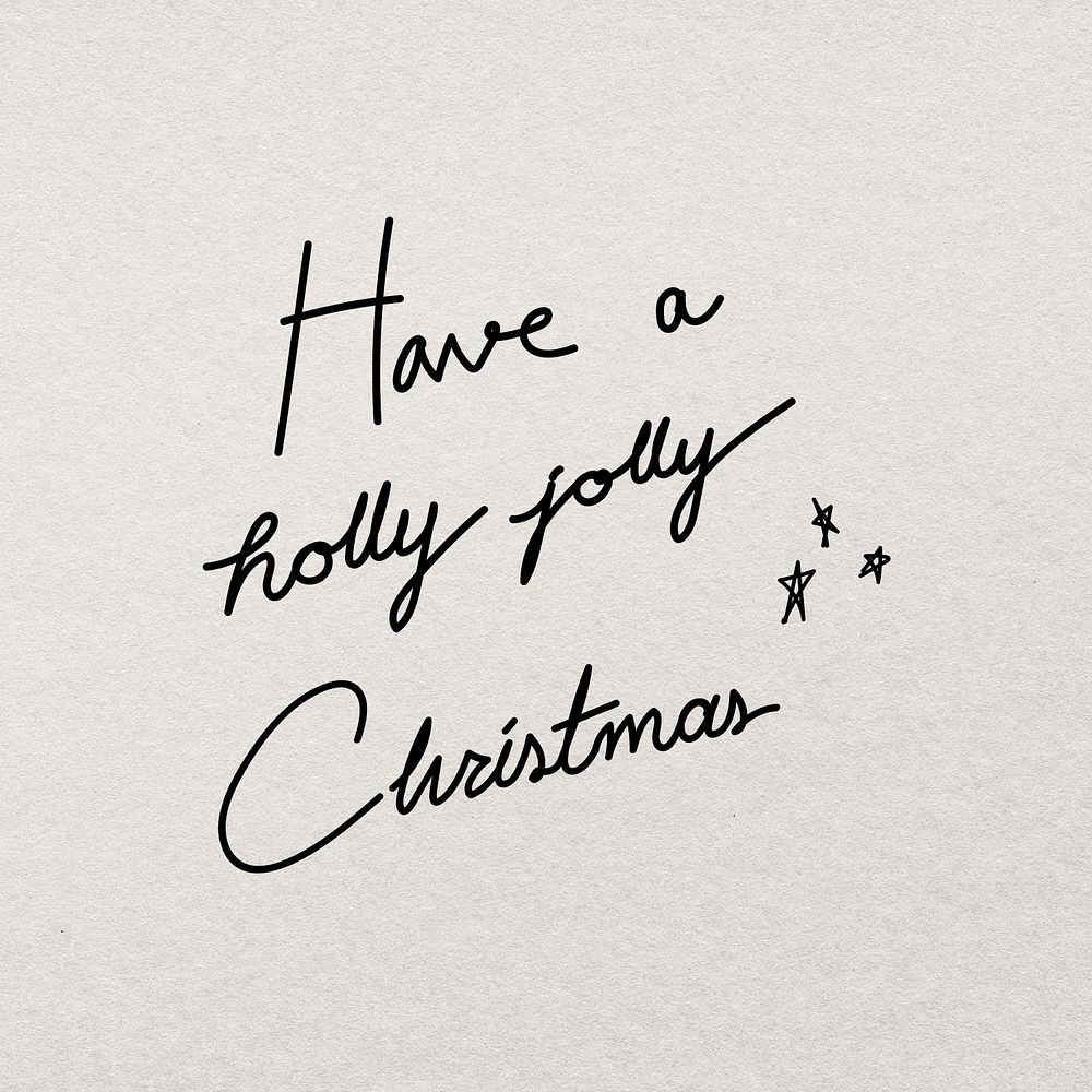 Ink Christmas greeting typography sticker, hand drawn lettering psd