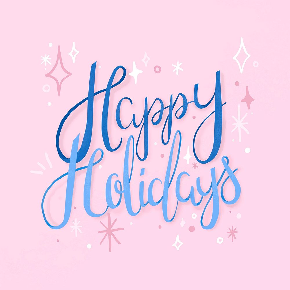 Happy Holidays typography, cute & festive greeting vector
