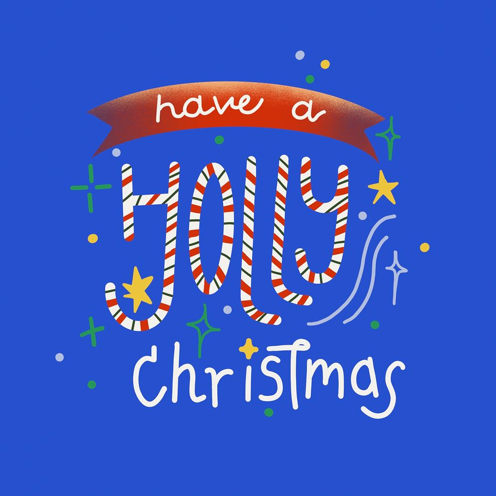 Cute Christmas sticker typography, festive candy cane design psd