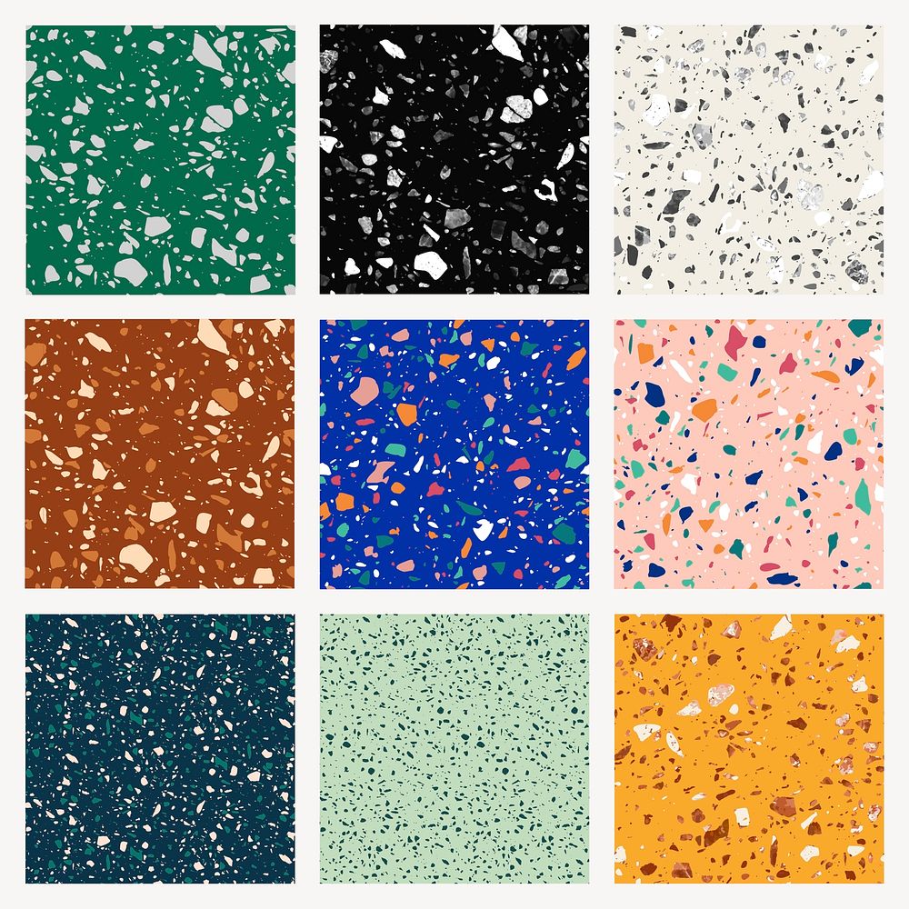 Terrazzo seamless pattern texture marble background psd set