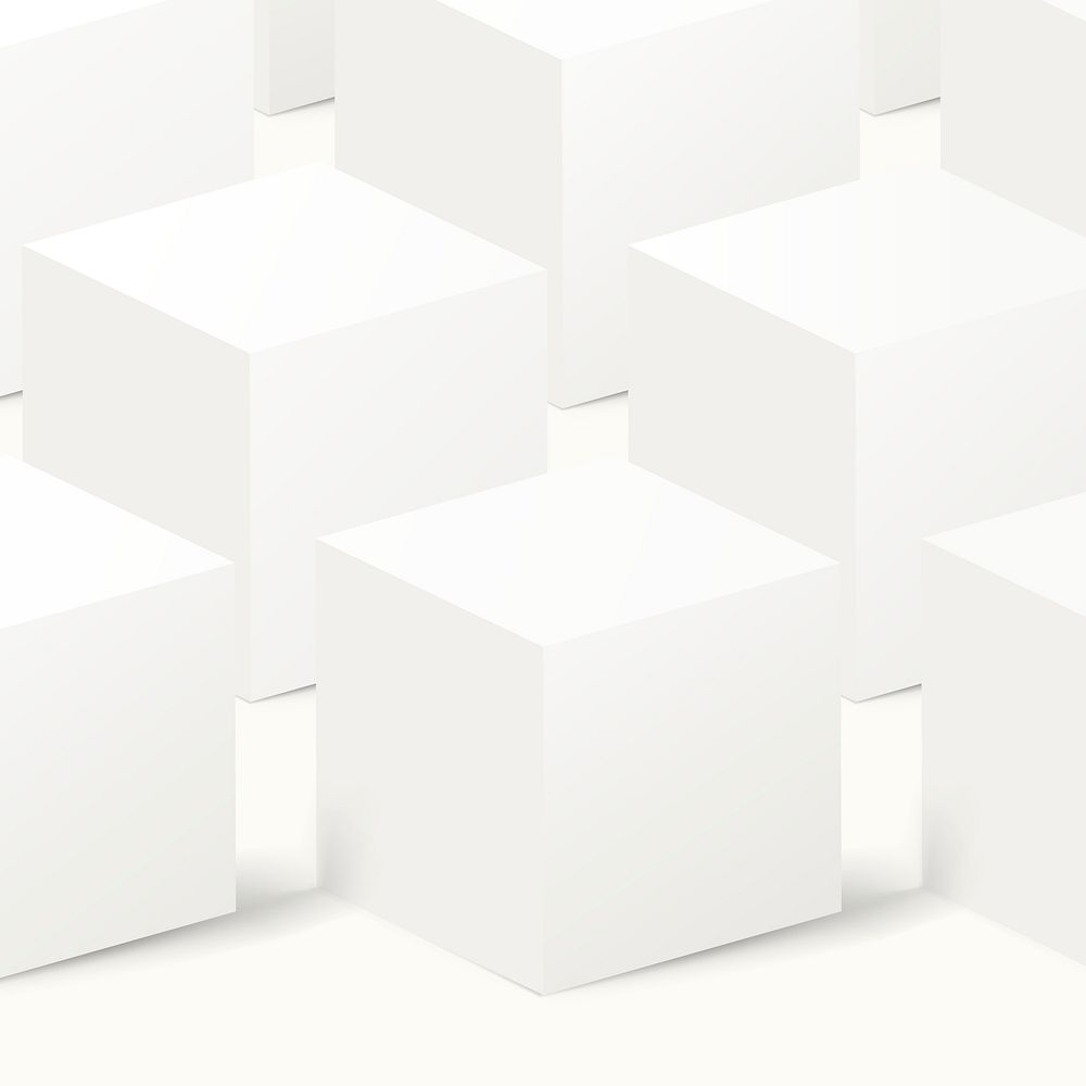 Minimal cube pattern background, white 3D geometric shape psd