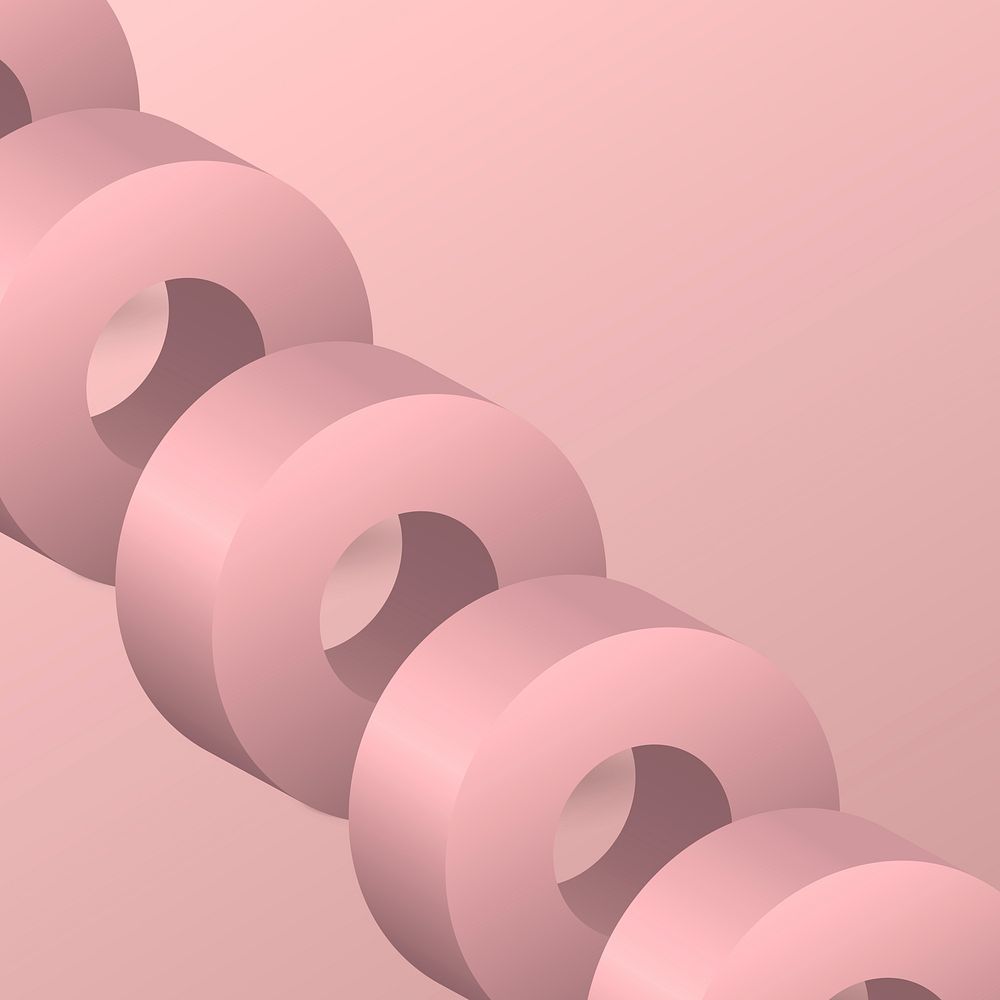 Pink aesthetic background, geometric ring shape in 3D psd