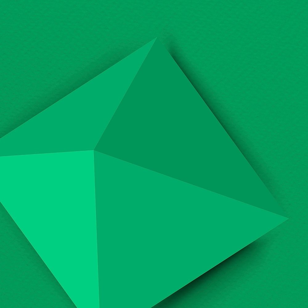 Green pyramid background, geometric 3D rendered shape psd