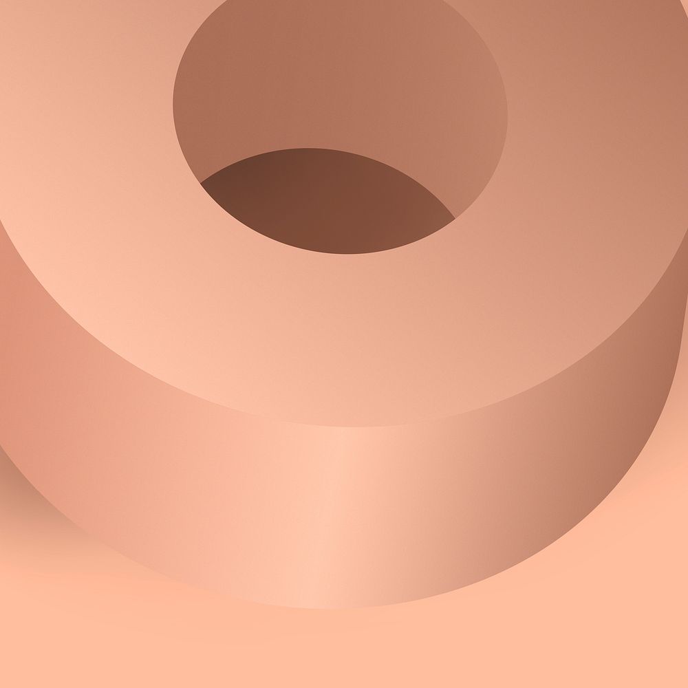Copper aesthetic background, geometric circular shape in 3D psd