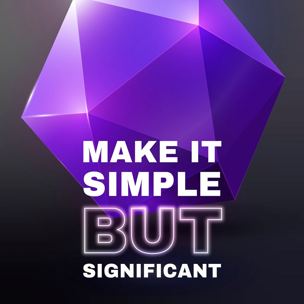 Modern 3D Instagram post template, prism geometric shape with quote vector