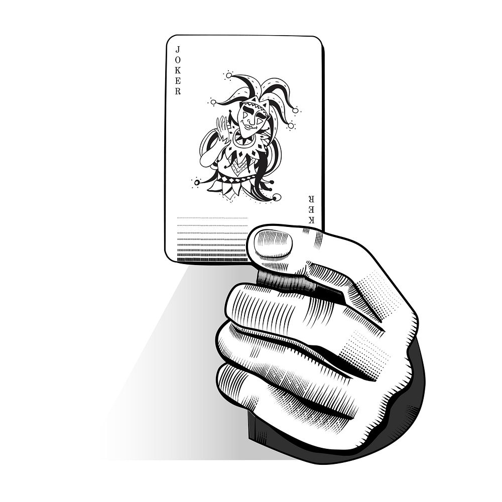 Vector of hand holding random playing card