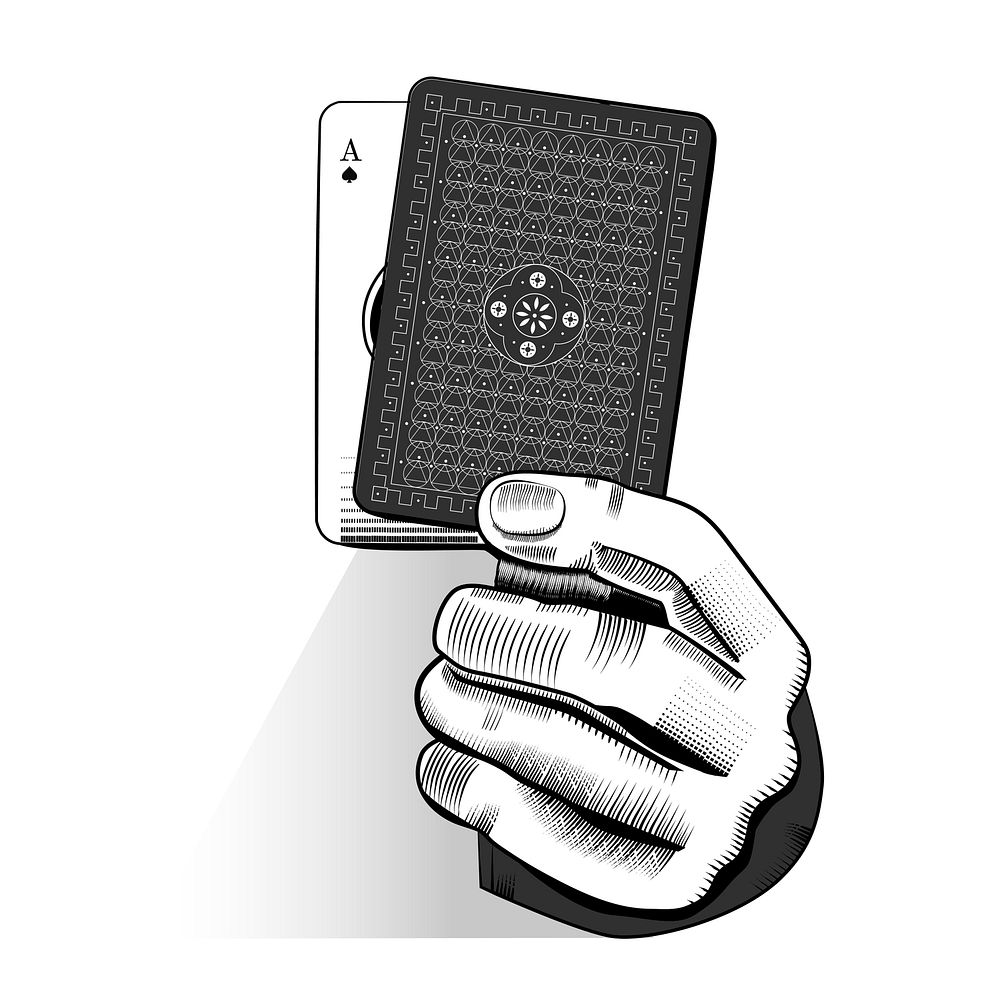 Vector of hand holding random playing card