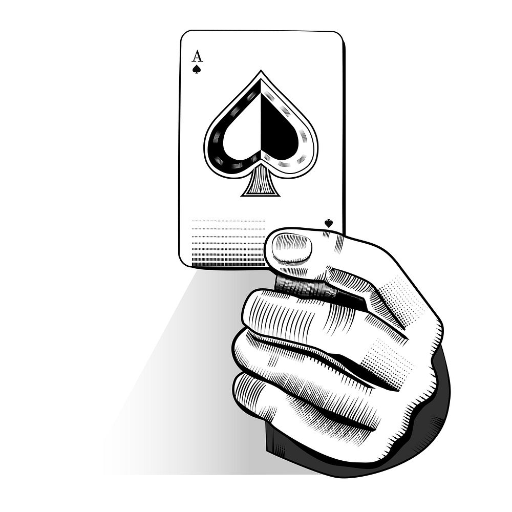 Vector of hand holding random playing card
