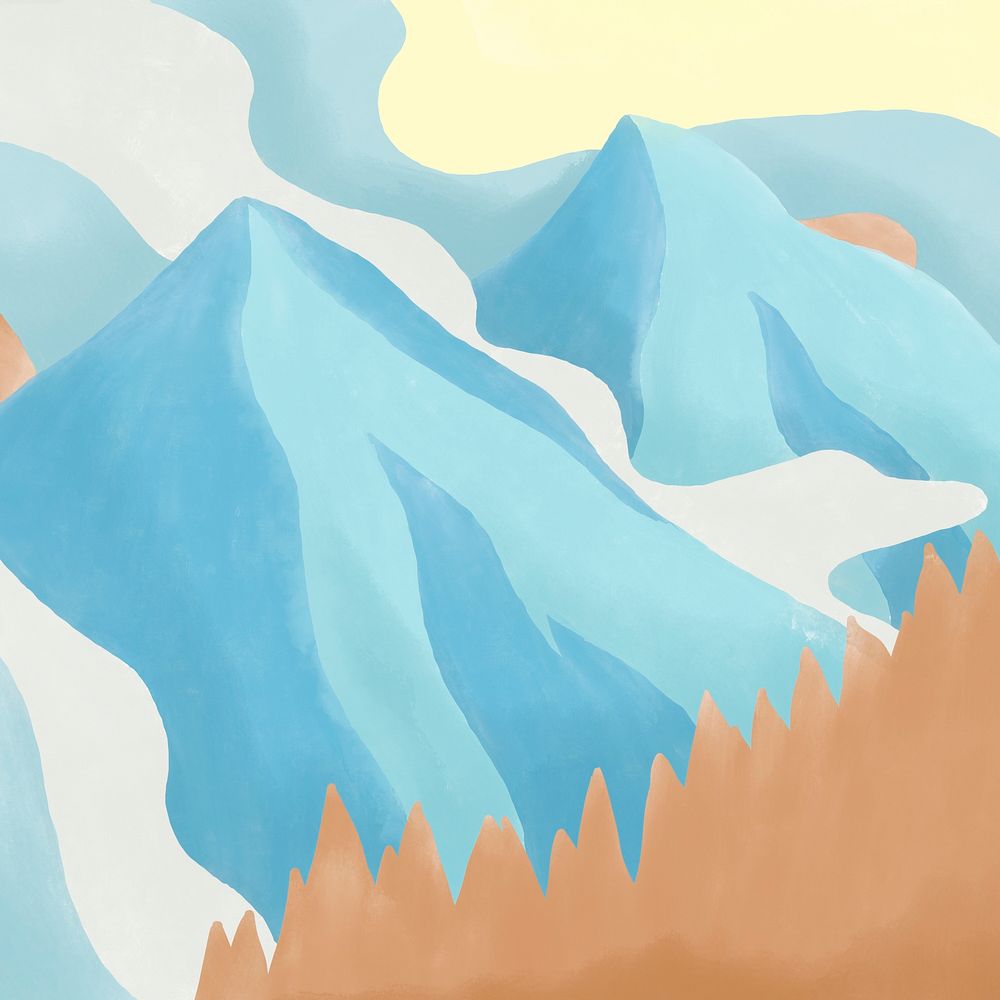 Snowy mountains instagram post abstract landscape psd
